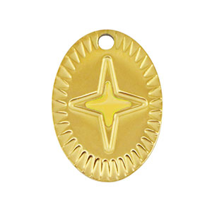 Stainless steel charms oval star Gold-Yellow