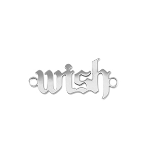 Stainless steel charms connector ''wish'' Silver