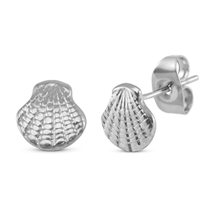 Stainless steel earrings / earpins shell Silver