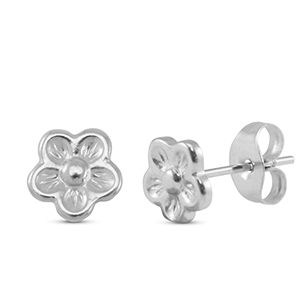 Stainless steel earrings / earpins flower Silver