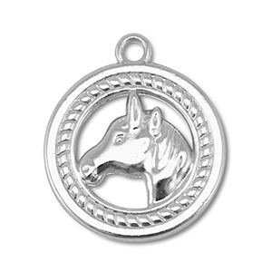 Metal charms round with horse Silver
