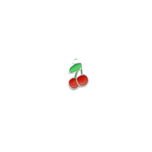 Stainless steel charms cherry Silver-Red-Green