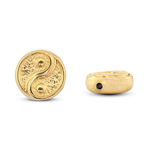 Stainless steel beads Yin & Yang Gold