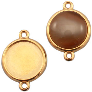DQ European metal setting connector for 12mm cabochon Gold (nickel free)