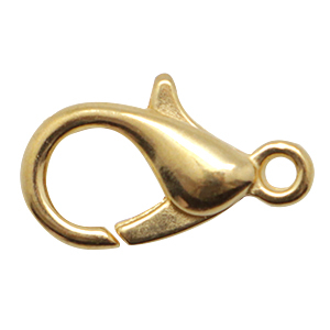 DQ European metal findings lobster clasp 15mm Gold (nickel free)