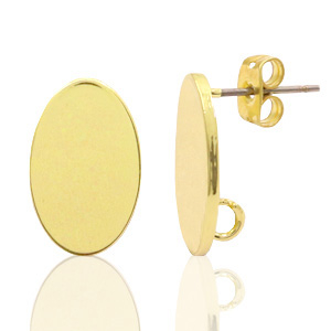 DQ European metal findings earpin oval 11x18mm Gold (nickel free)