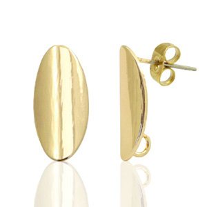 DQ European metal findings earpin oval 9x18mm Gold (nickel free)