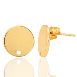 DQ European metal findings earpin 12mm Gold (nickel free)