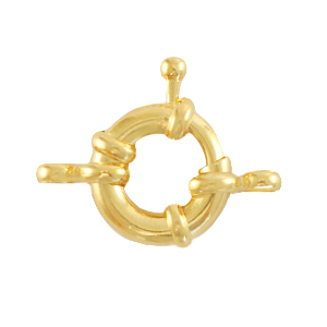 DQ European metal findings bolt ring clasp 13mm with loops Gold (nickel free)