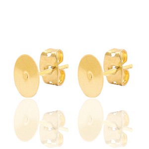 DQ European metal findings earpins 6mm Gold (nickel free)