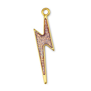 DQ European metal charms thunder Glitter Lilac-Gold (nickel free)