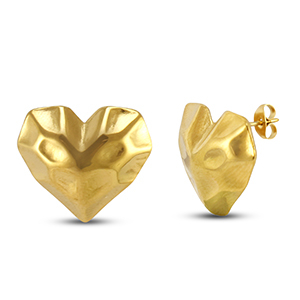 Stainless steel earrings / earpins heart Gold