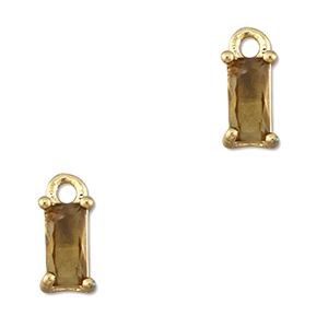 Crystal glass charms rectangle Orange Brown-Gold