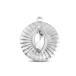 BY31&reg; Stainless steel charms round Silver-Crystal