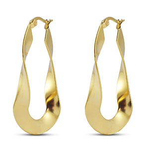 Stainless steel earrings / earpins oval twist Gold