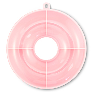 Jewellery display 4 compartment storage box donut Transparent-Pink