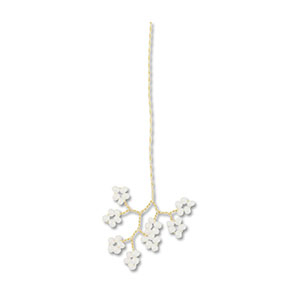 Glass seed beads charms flower Gold-White