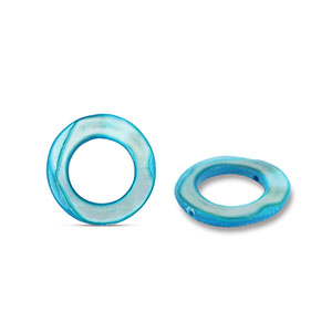 Shell beads 15mm round Blue