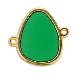 DQ European metal charms connector Green-Gold (Nickelfree)