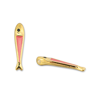 DQ European metal charms fish Coral Red-Gold (Nickelfree)