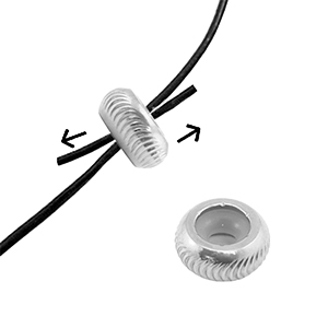 Stainless steel findings smart stopper bead with motif 8mm Silver