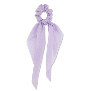 Scrunchie hair tie with ribbon dots Light Purple