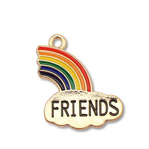 Metal charms enamel rainbow " friends" Gold-Multicolour