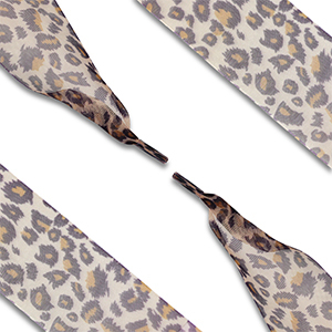 Trendy shoe laces organza leopard Light Brown-Brown-Black