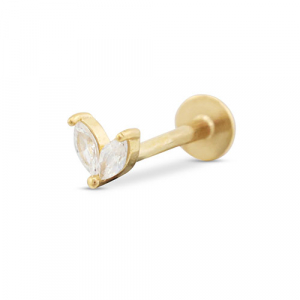 Stainless steel ear piercing leaf Gold