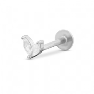 Stainless steel ear piercing leaf Silver