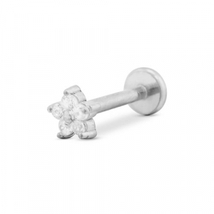 Stainless steel ear piercing flower Silver