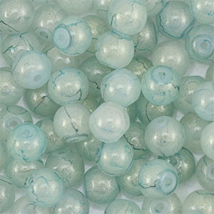8 mm glass beads with glitters Greenish Grey-Gold