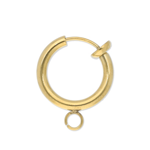 Stainless steel findings clip-on earrings / creole with loop 14mm Gold