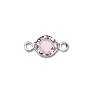 Stainless steel findings connector round Silver-Light Pink