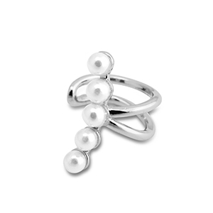 Stainless steel earrings ear cuff  with imitation pearls Silver-White