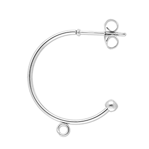 Stainless steel findings earrings creole with loop Silver