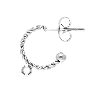 Stainless steel findings earrings creole twisted with loop Silver
