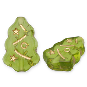 Acrylic beads Christmas tree Olive Green-Gold