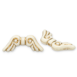 Acrylic beads angel wings Off White-Gold