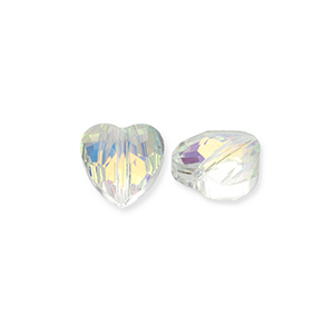 Fashion faceted beads heart Transparent-AB Coating