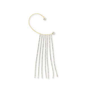 Eco-brass&reg; metal earrings ear cuff with strass Gold-Crystal