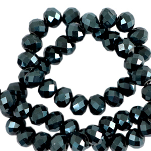 Top faceted beads 8x6mm disc Forest Green-Pearl Shine Coating