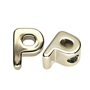 Acrylic letter beads letter P Gold