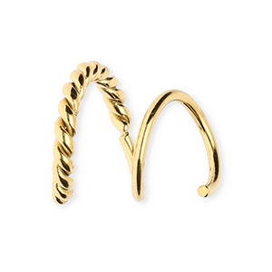 BY31&reg; Stainless steel earrings / spiral hoops twisted Gold