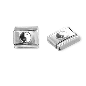 Stainless steel charms for italian bracelet Yin & Yang Silver-Black-White