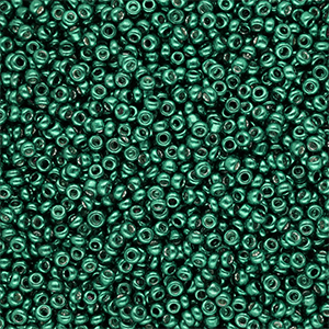 Glass seed beads 12/0 (2mm) Metallic Shine Teal Green