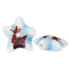 Beads ceramic starfish Light Blue-Brown