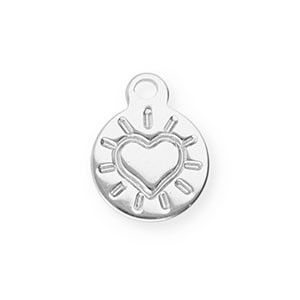 Stainless steel charms round with heart Silver
