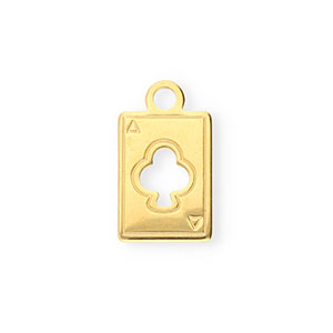 Stainless steel charms playcard Gold