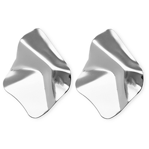 Statement earrings&nbsp;/&nbsp;earpins organic rhombus with stainless steel post Silver